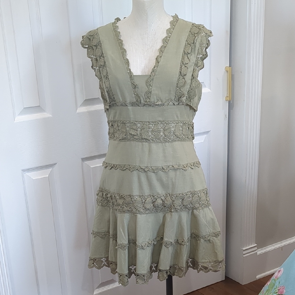 Endless Rose Olive Lace Mini Dress